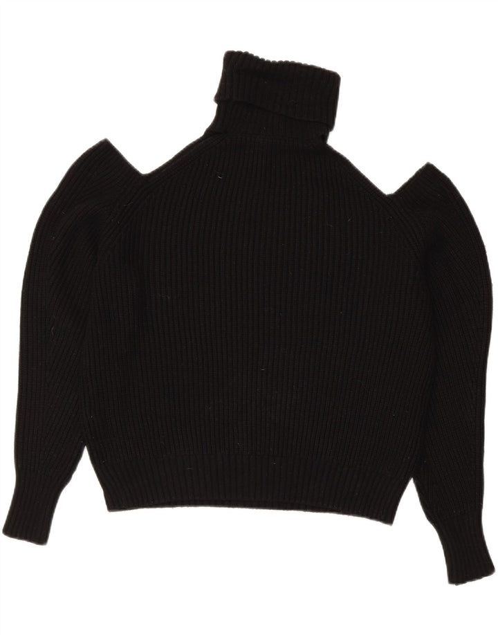 Zara Suéter feminino cropped oversized com gola redonda Reino Unido 10 pequeno preto