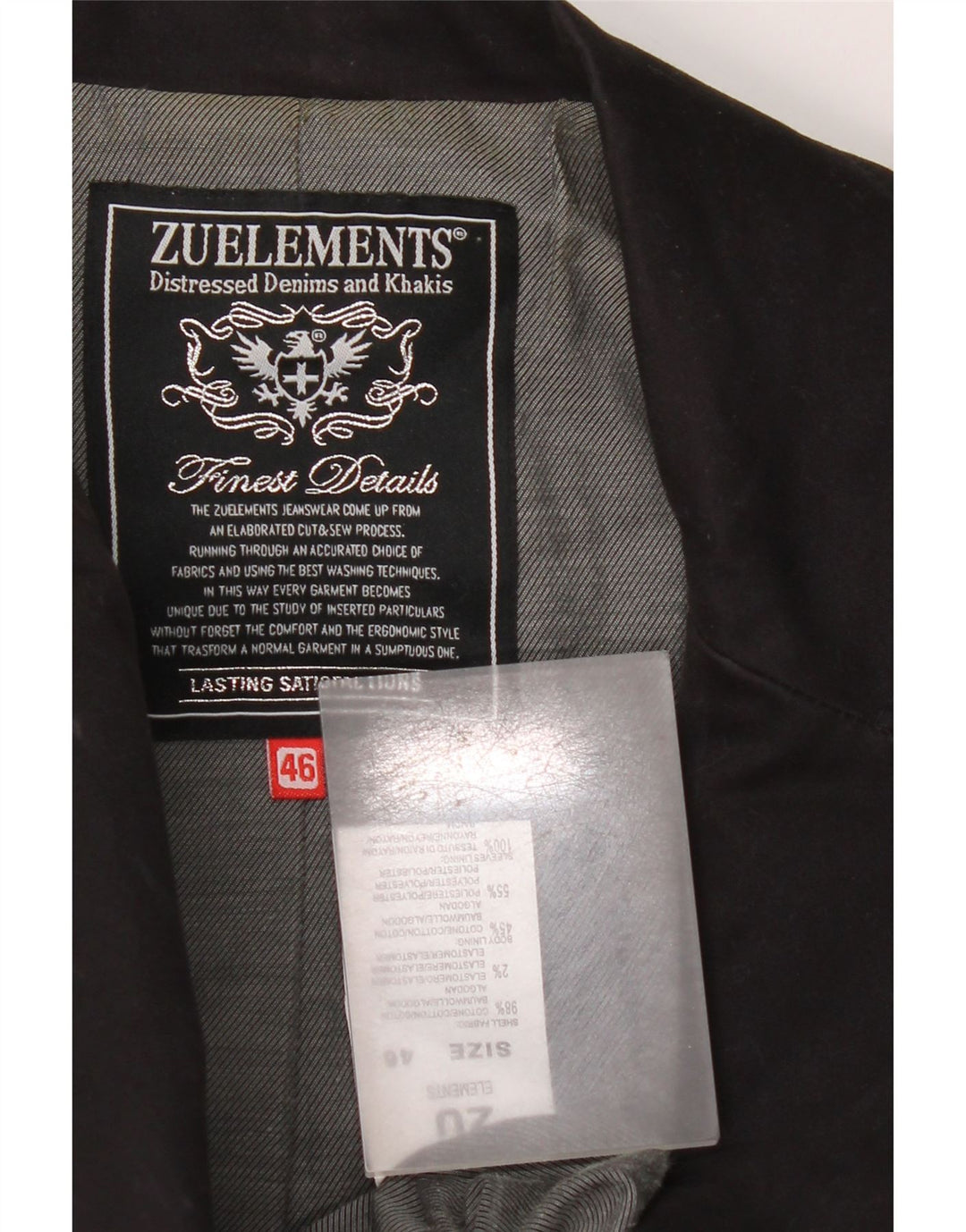 Jaqueta blazer feminina Zu Elements com 3 botões IT 46 grande algodão preto