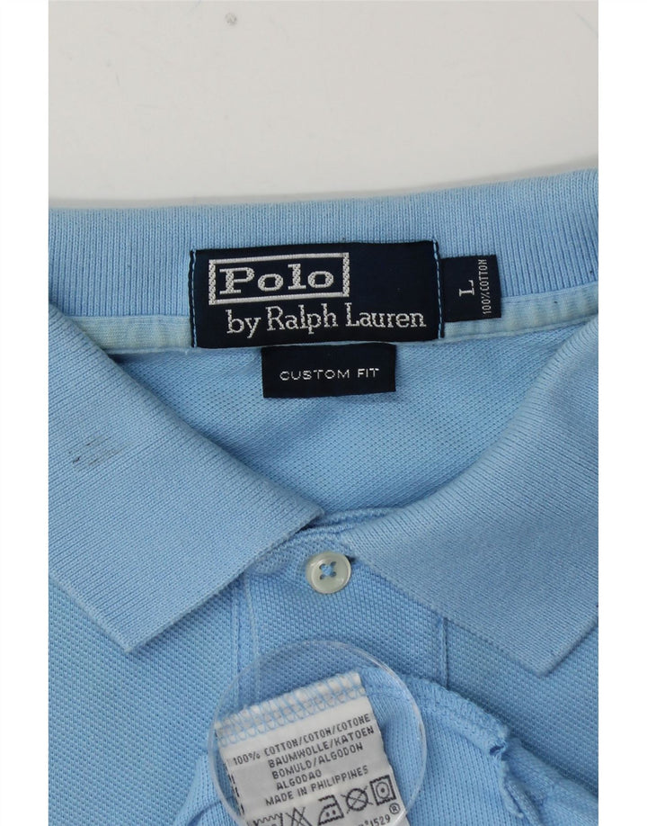 POLO RALPH LAUREN Camisa polo masculina de ajuste personalizado grande algodão azul