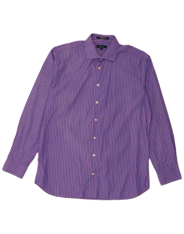 Camisa masculina Gant Regular Fit grande algodão listrado azul