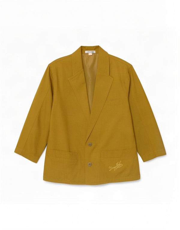 Jaqueta blazer feminina vintage manga 3/4 2 botões UE 38 algodão cáqui médio
