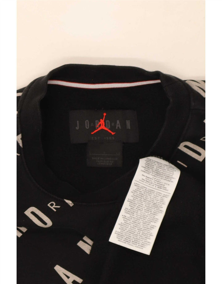 Jordan Mens Graphic Moletom Jumper Pequeno Algodão Preto