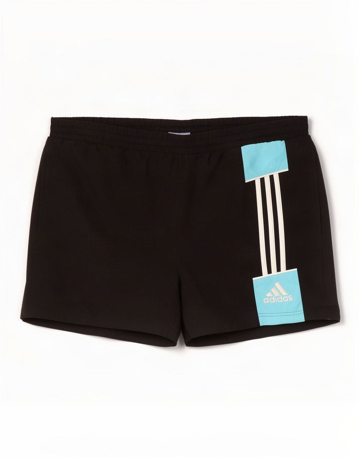 Shorts esportivos masculinos Adidas médio preto colorblock poliéster