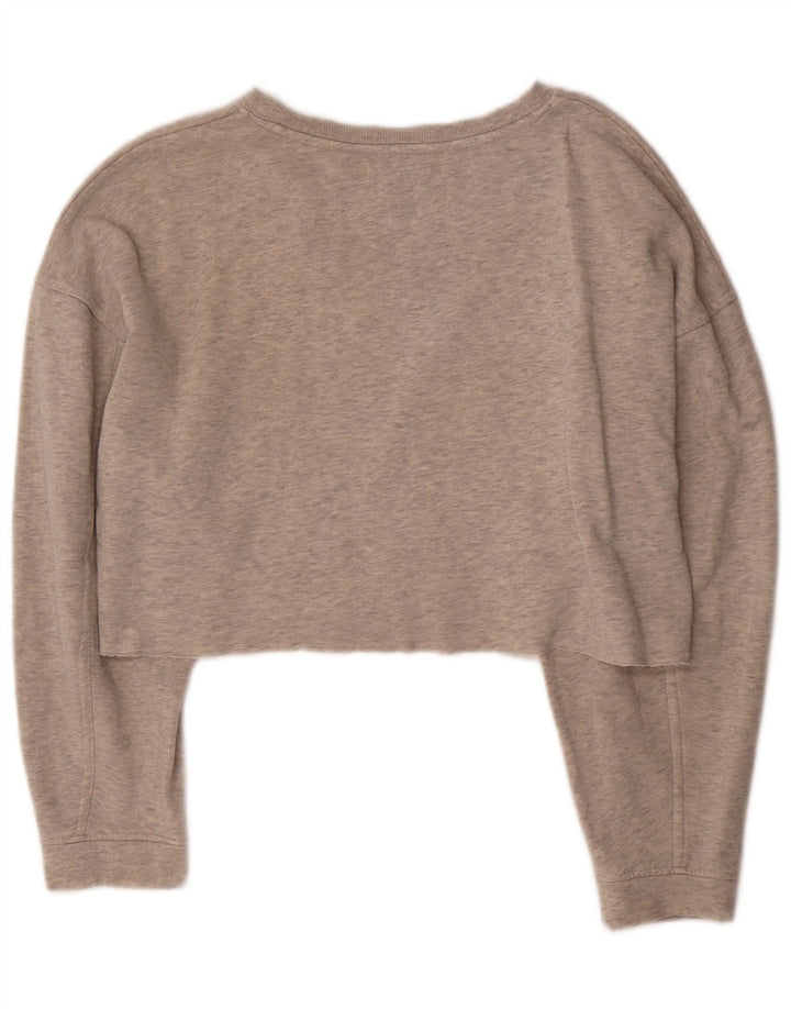 ZARA Suéter feminino oversized cropped UK 10 pequeno cinza