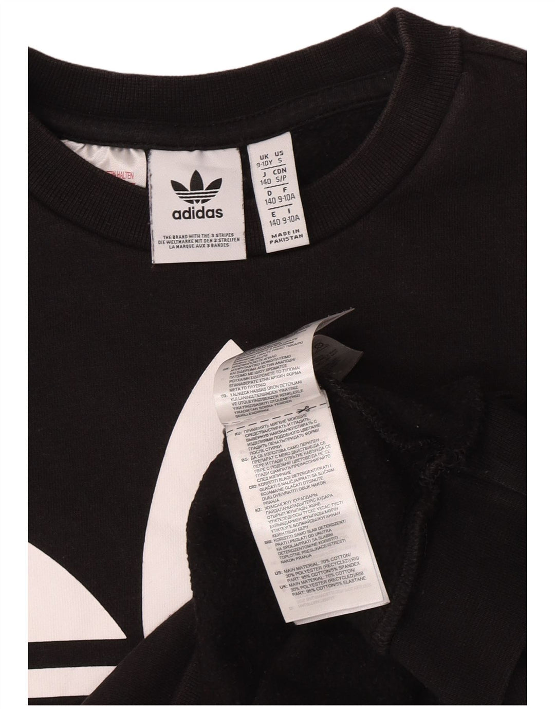 Suéter gráfico Adidas Boys 9-10 anos algodão preto