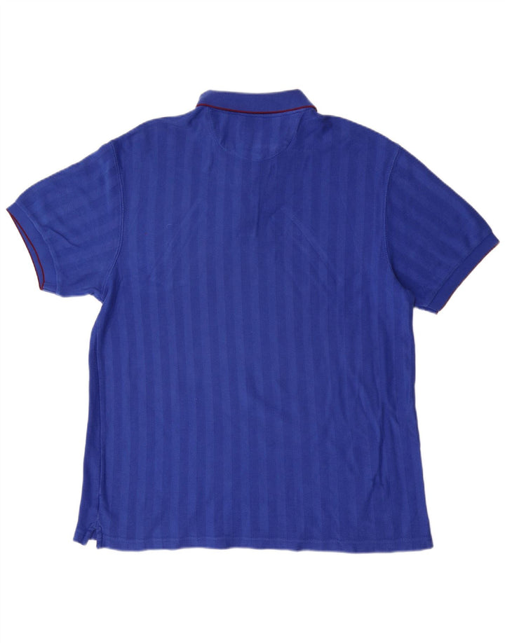 Camisa polo masculina Chaps grande algodão listrado azul