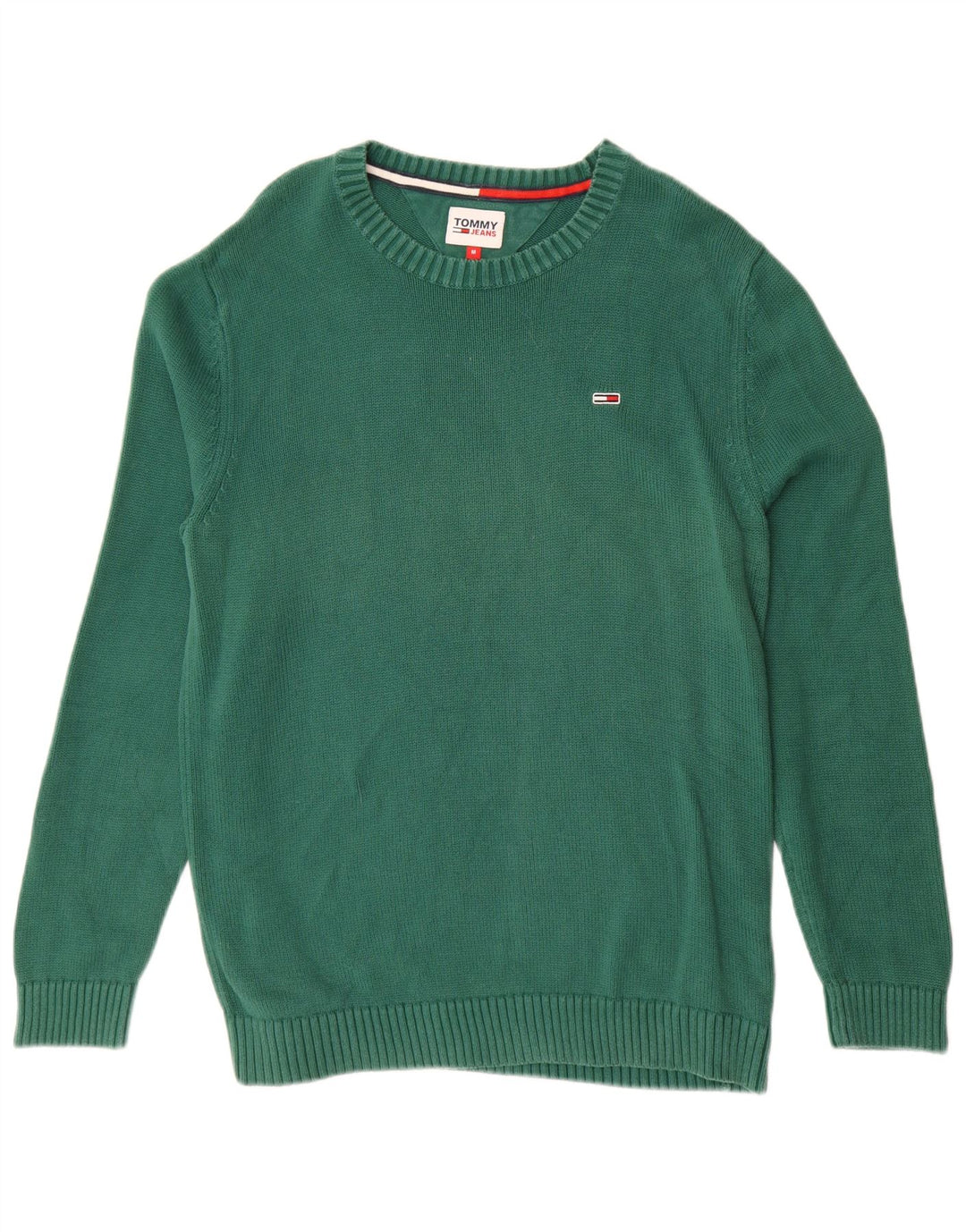 Suéter masculino TOMMY HILFIGER com gola redonda, algodão verde médio