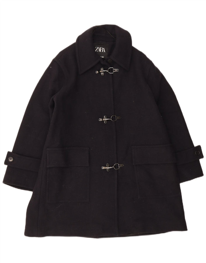 Sobretudo feminino Zara Oversized UK 10 pequeno lã azul marinho