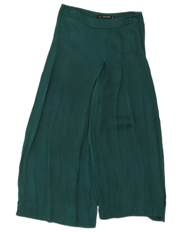 Zara Calça feminina casual de perna larga pequena W26 L26 verde