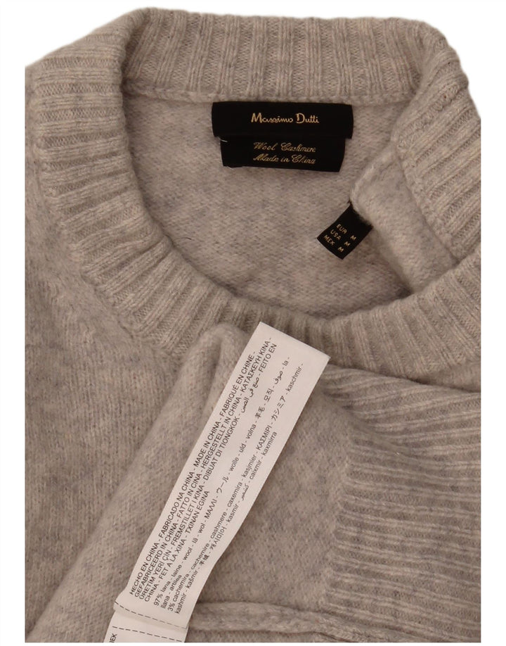 Suéter feminino Massimo Dutti com gola redonda Reino Unido 14 cinza médio manchado