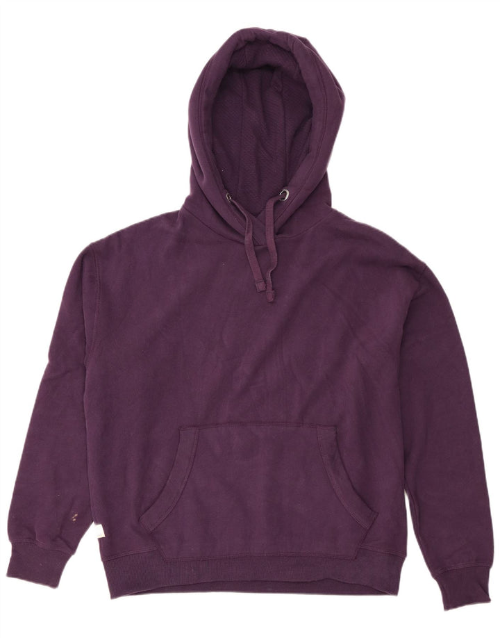 Jumper desproporcionado com capuz feminino Fat Face Reino Unido 14 algodão roxo médio