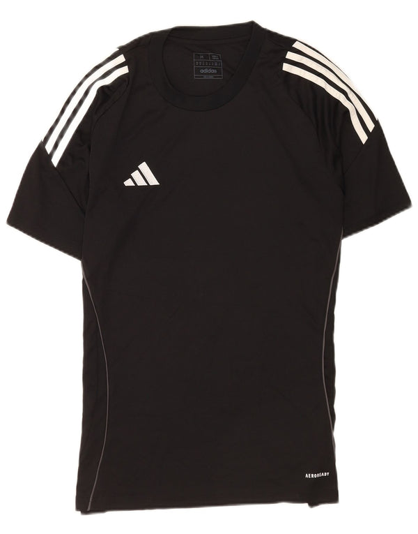 Camiseta masculina Adidas de manga curta Slim Fit Top médio preto poliéster esportivo