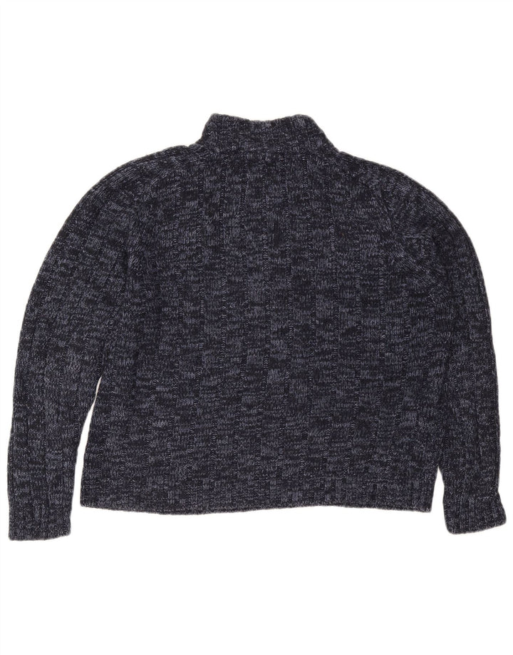 Suéter feminino MARKS & SPENCER com gola e zíper Reino Unido 16 grande azul marinho