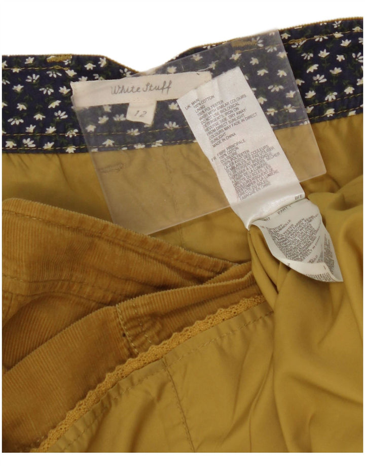 WHITE STUFF Mini saia feminina de veludo cotelê UK 12 médio W32 algodão amarelo