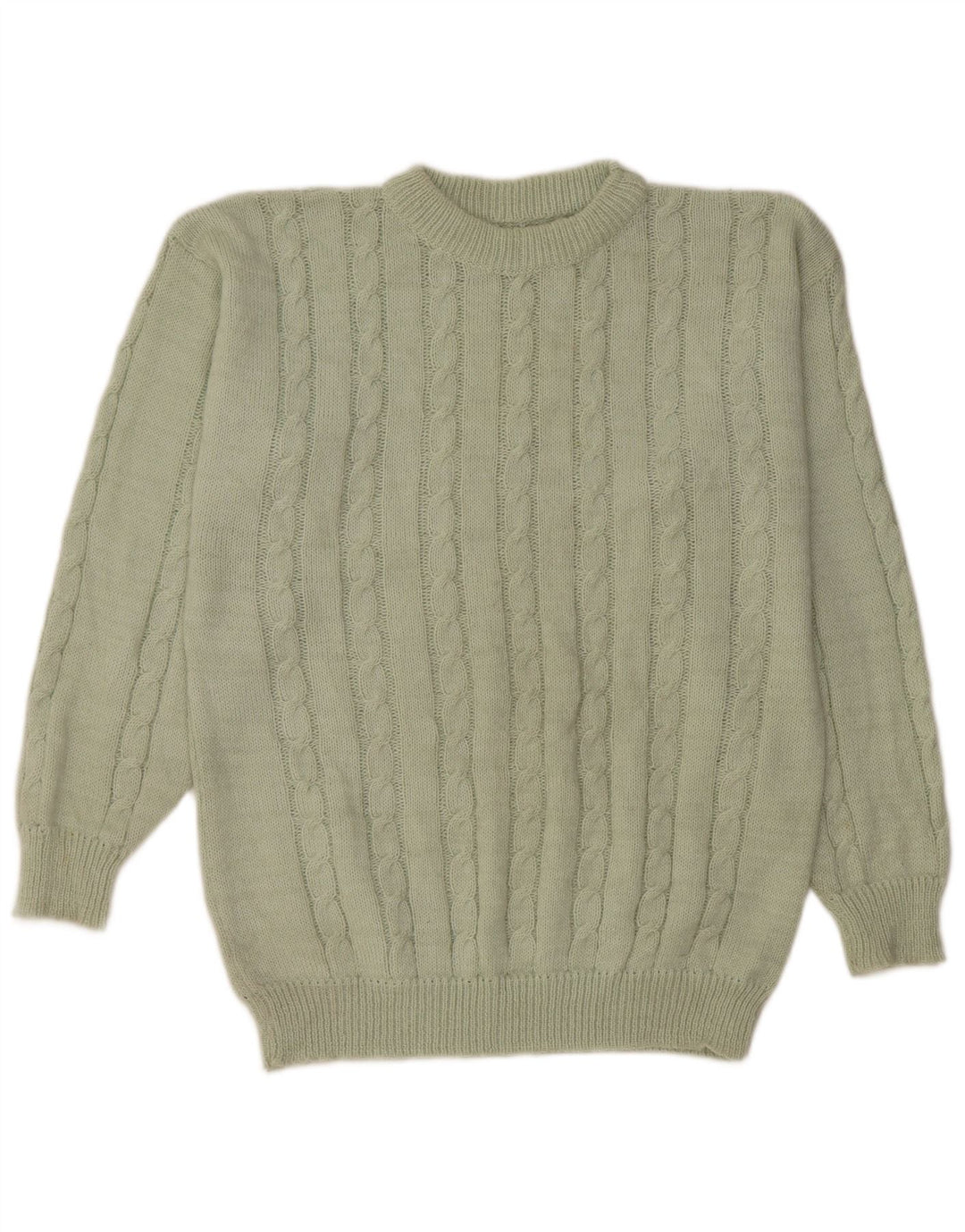 Suéter vintage masculino com gola redonda, verde médio