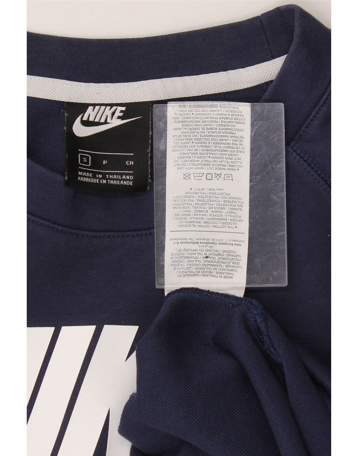 NIKE Mens Graphic Moletom Jumper Pequeno Azul Marinho Algodão