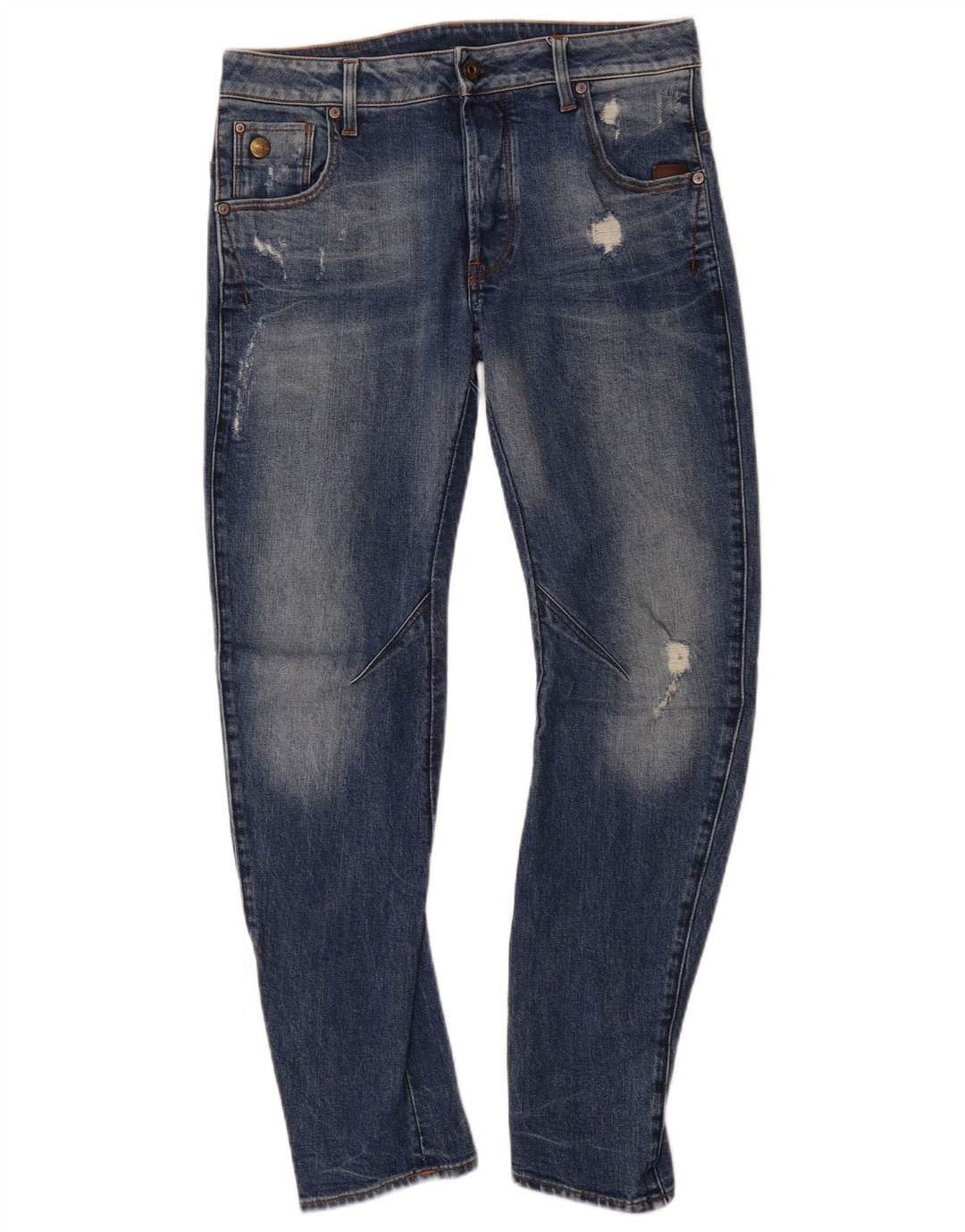 Calça jeans slim masculina G-Star desgastada W29 L30 algodão azul