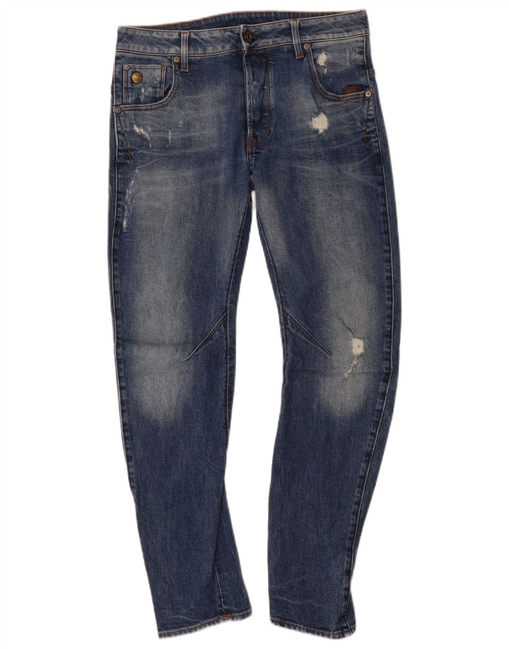 Calça jeans slim masculina G-Star desgastada W29 L30 algodão azul