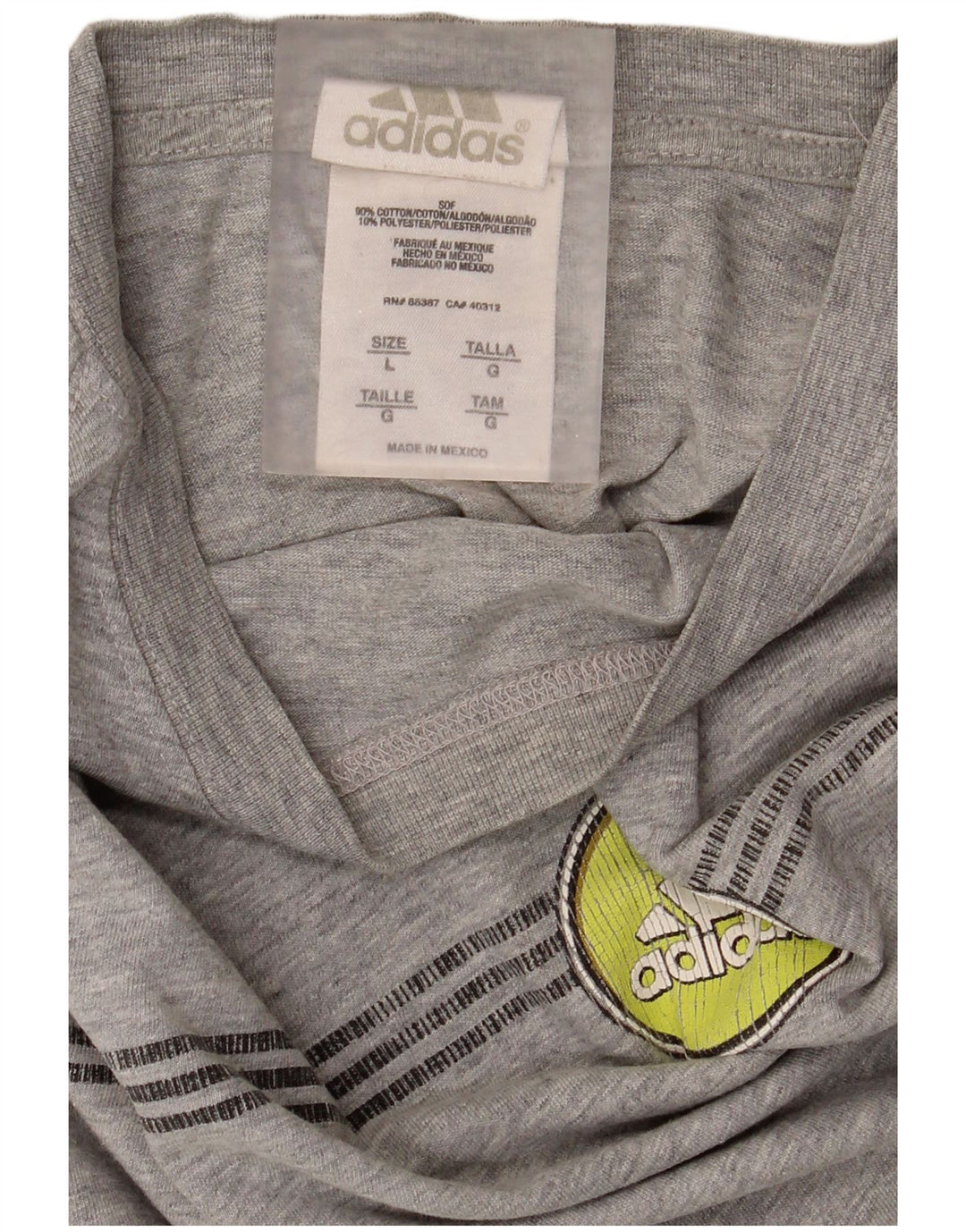 Adidas Mens Graphic Top Manga Longa Grande Algodão Cinza