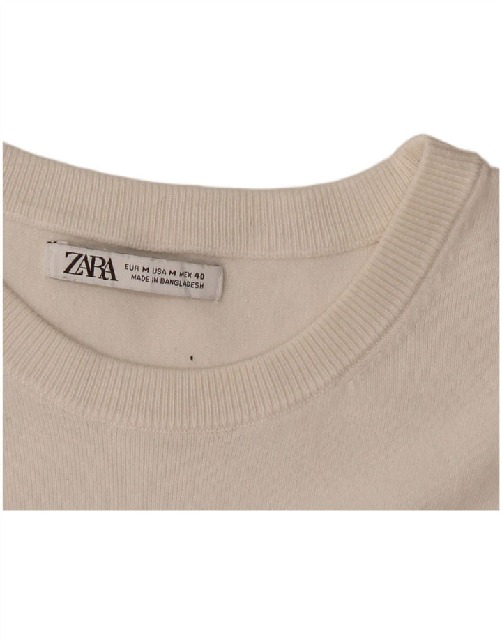 Suéter masculino ZARA de manga curta com gola canoa médio branco