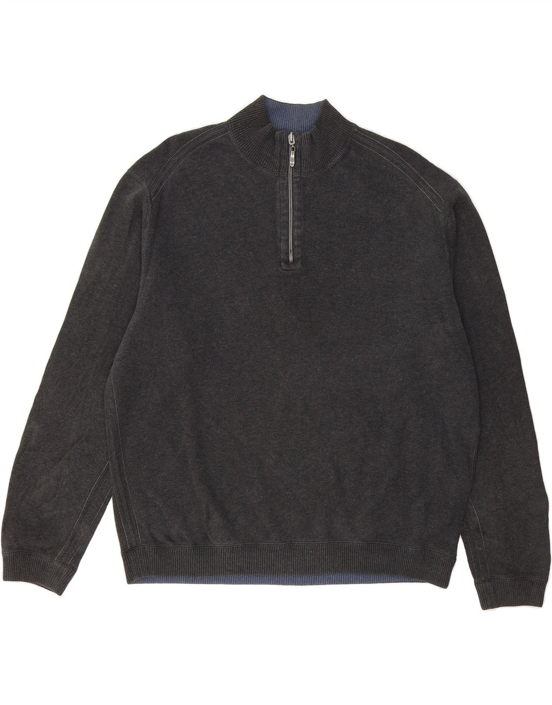 TOMMY BAHAMA Mens Zip Neck Jumper Sweater 2XL Grey Cotton Vintage Tommy Bahama and Second-Hand Tommy Bahama from Messina Hembry 