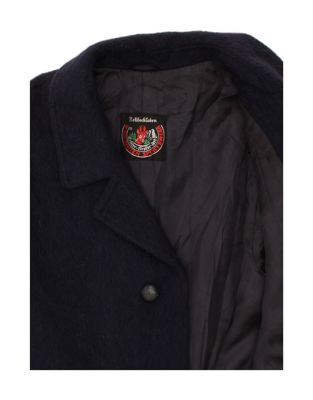 Sobretudo masculino DOLOMITEN UK 38 mohair azul marinho médio