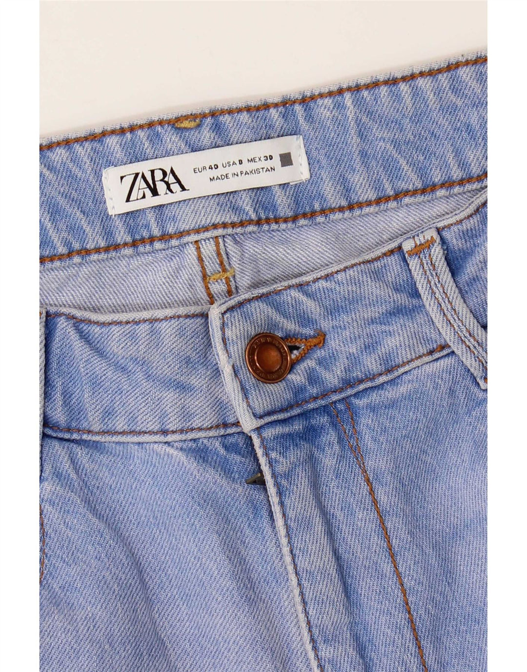 Zara Jeans Cônicos Femininos EU 40 Médio W30 L28 Azul