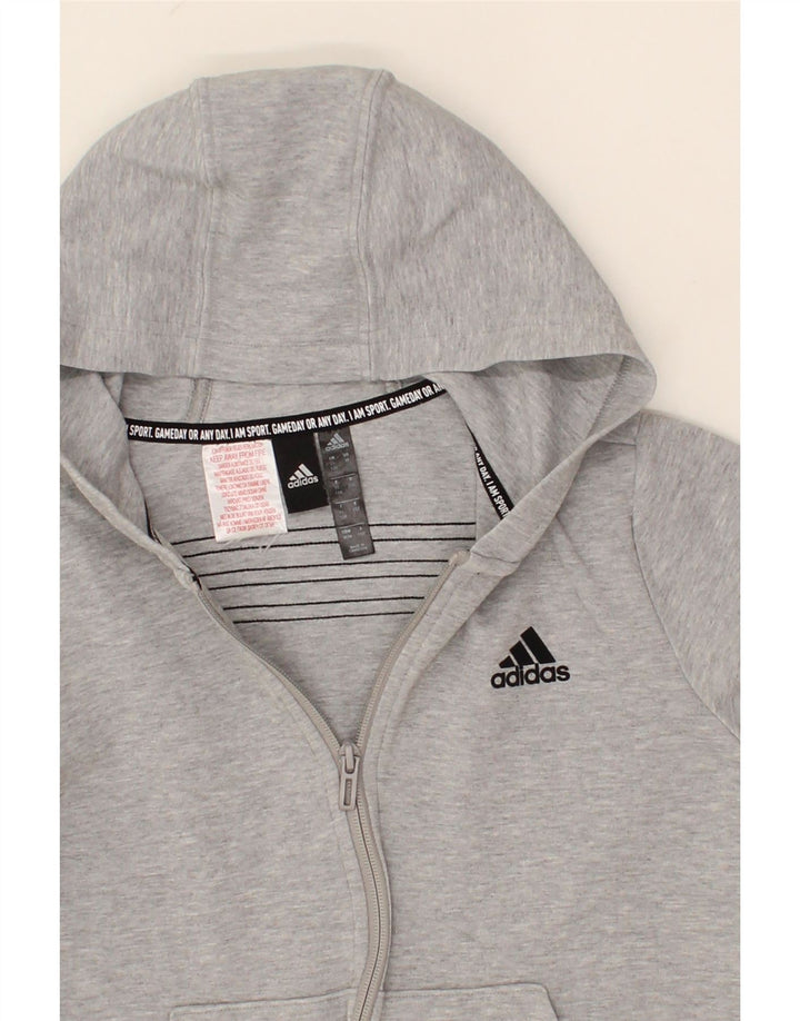 ADIDAS Boys Zip Hoodie Sweater 11-12 Years Grey Cotton Vintage Adidas and Second-Hand Adidas from Messina Hembry 