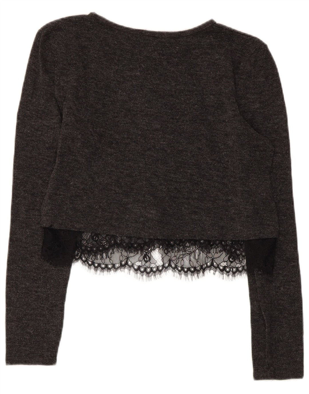 Zara Womens Crop Top Manga Longa Reino Unido 12 Médio Cinza