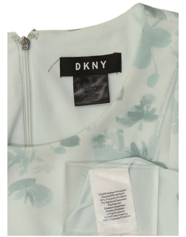 Vestido feminino Dkny sem mangas evasê EU 40 poliéster floral verde médio