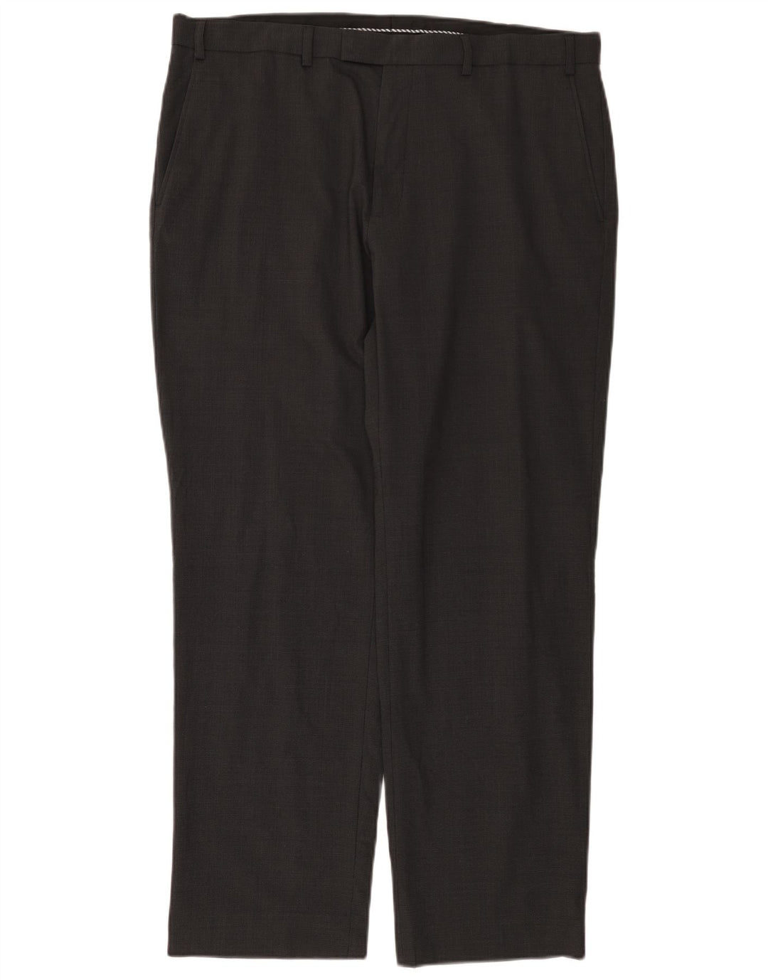 Calça masculina de terno reto Marks & Spencer W38 L31 lã cinza
