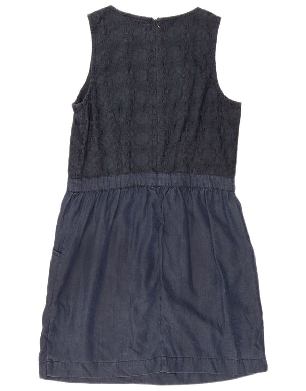 Vestido feminino Superdry com bainha sem mangas UK 14 grande azul marinho manchado