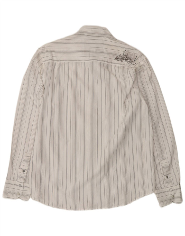 Camisa masculina Quiksilver pequena listrada branca