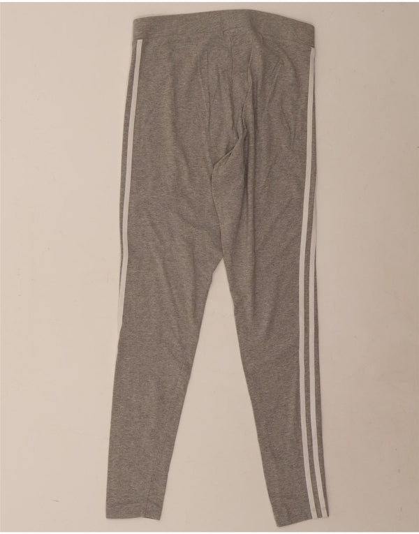 Leggings femininas Adidas UK 14 algodão manchado cinza médio