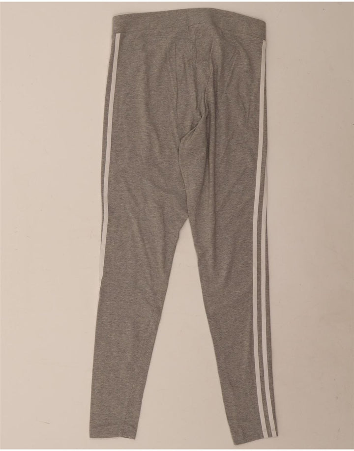Leggings femininas Adidas UK 14 algodão manchado cinza médio