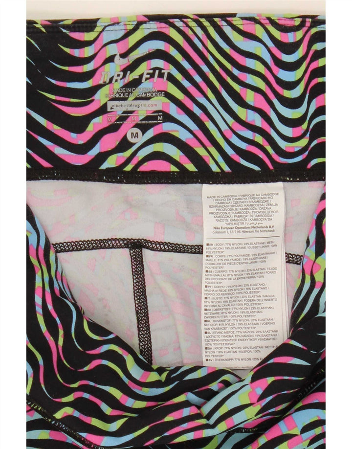 Nike Womens Dri Fit Leggings UK 12 Médio Multicolorido Listrado Nylon