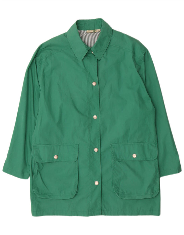 Sobretudo feminino VINTAGE de grandes dimensões UK 16 poliéster verde grande