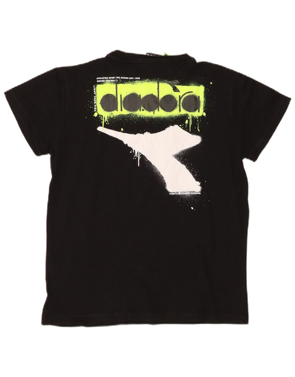 Camiseta gráfica Diadora Boys 13-14 anos algodão preto