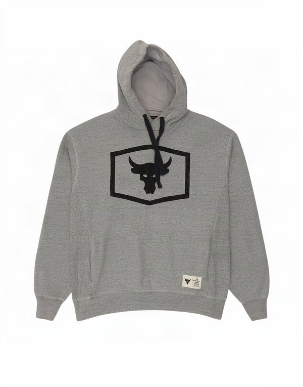 Under Armour masculino gráfico moletom com capuz grande algodão manchado cinza