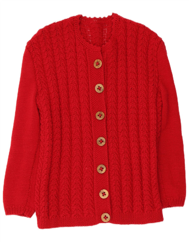 Suéter cardigã feminino vintage UK 14 vermelho médio