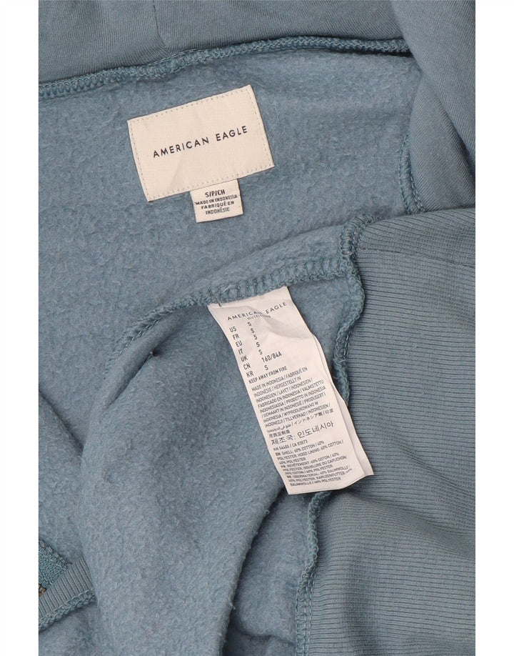 Suéter masculino com capuz e zíper AMERICAN EAGLE de algodão azul pequeno