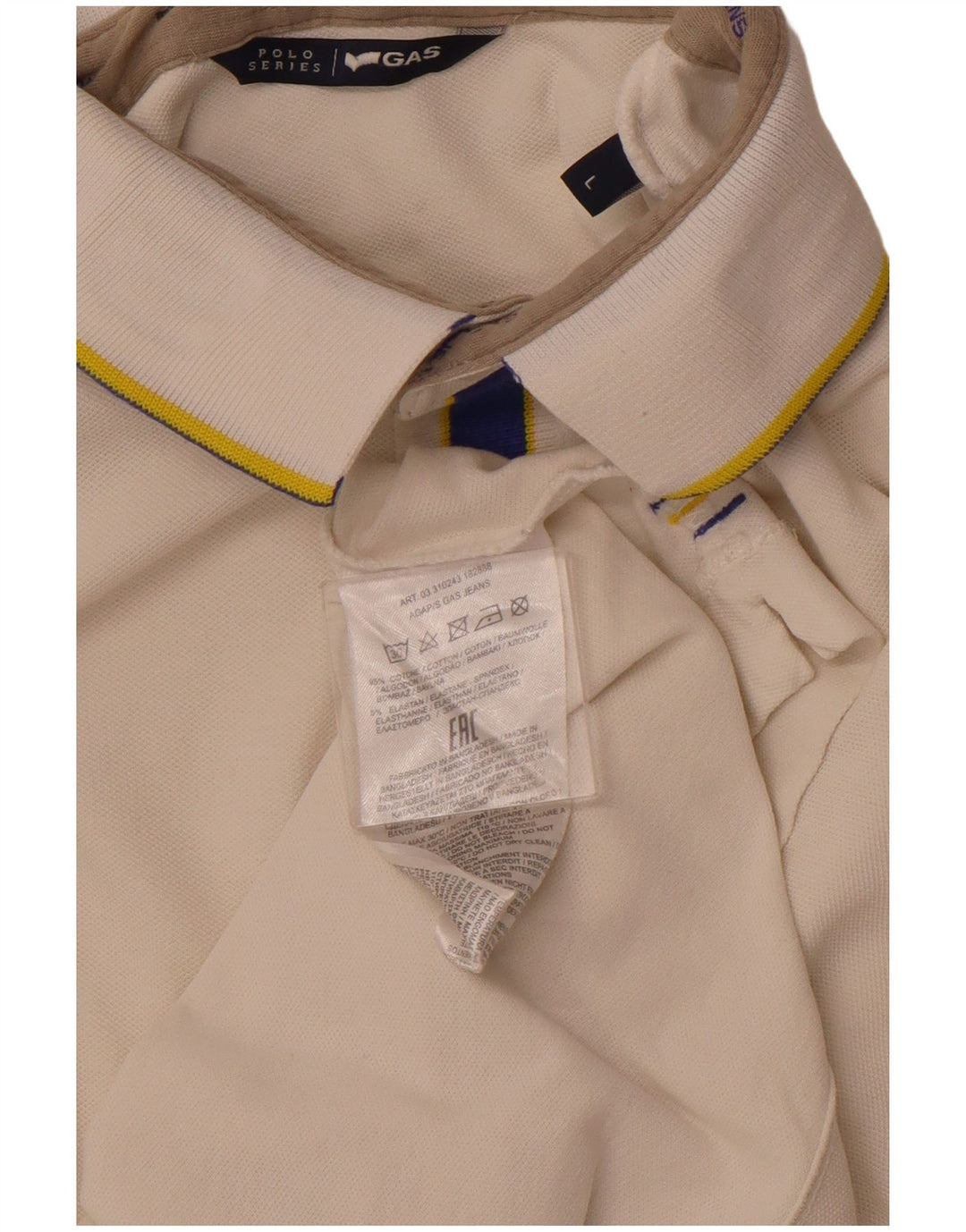 Camisa polo masculina GAS grande algodão branco
