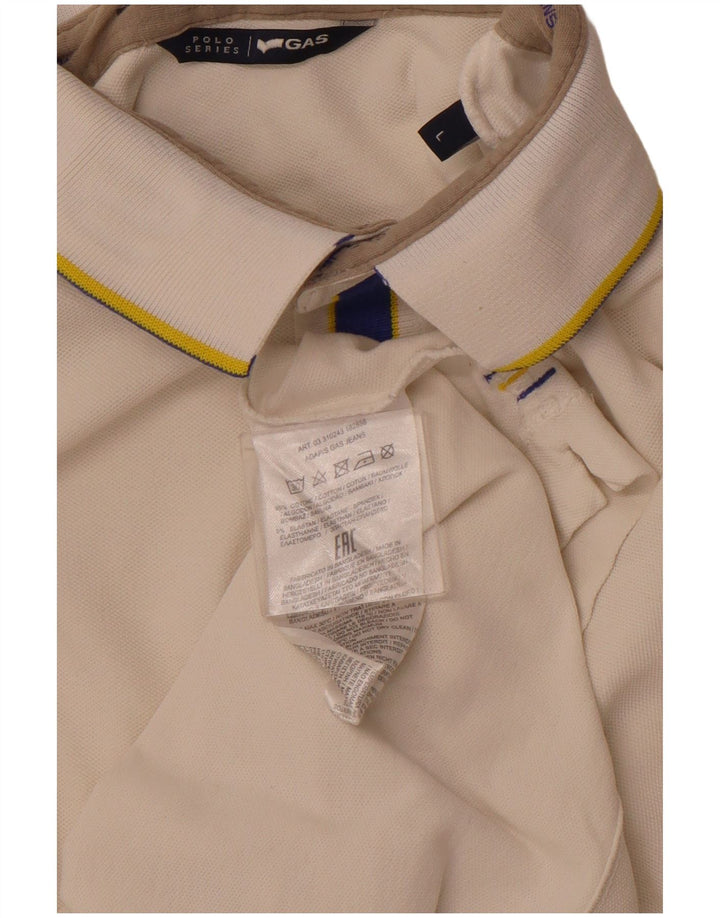 Camisa polo masculina GAS grande algodão branco