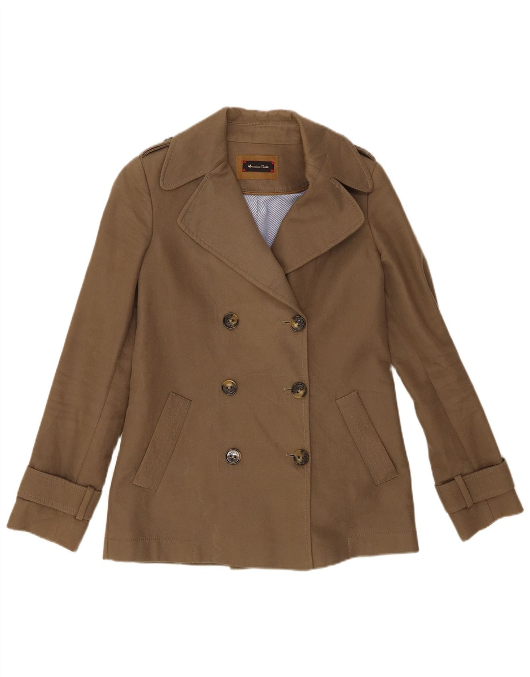 Casaco feminino Massimo Dutti Pea EU 36 XS algodão cáqui