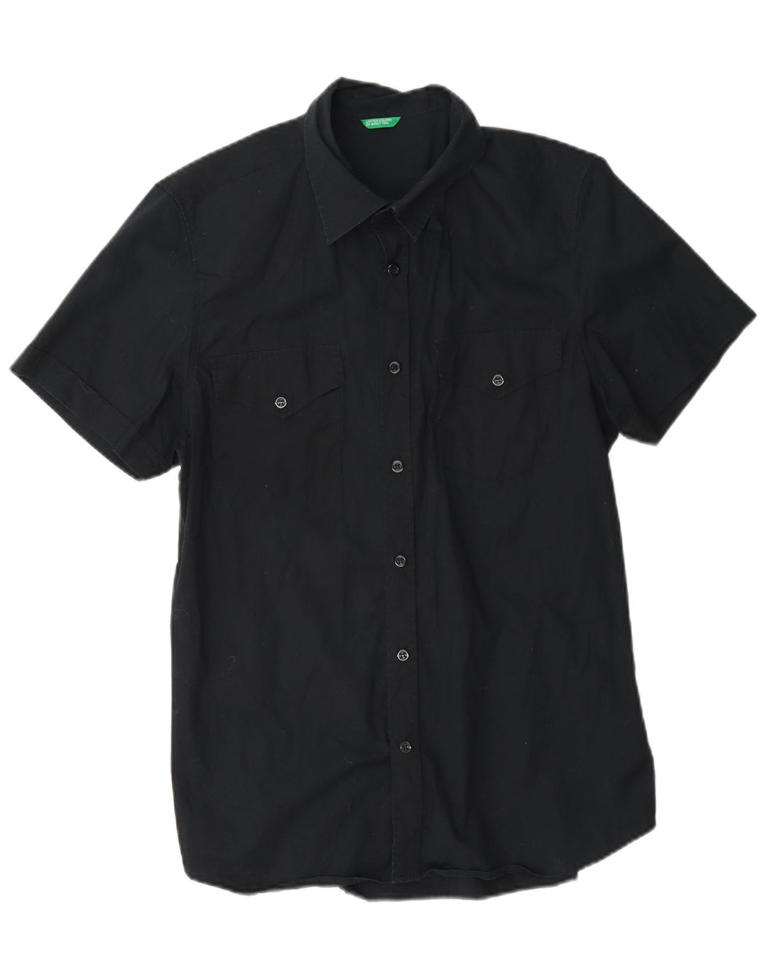 Camisa masculina de manga curta Benetton grande algodão azul marinho