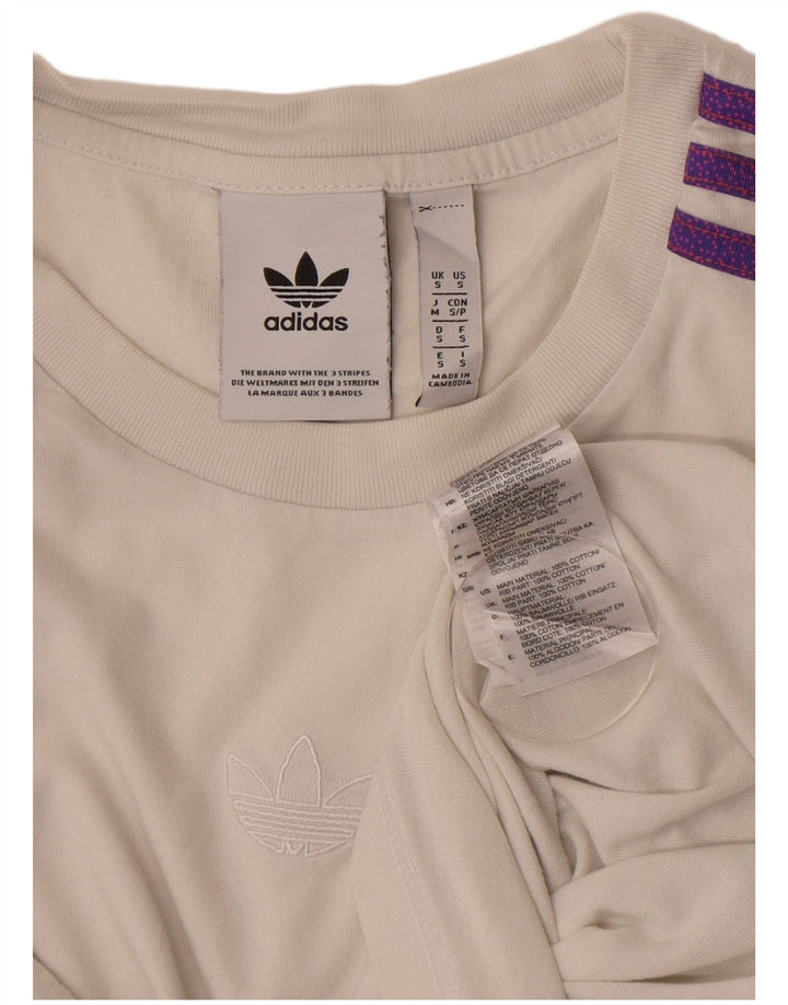 Adidas Mens T-Shirt Top Pequeno Algodão Branco