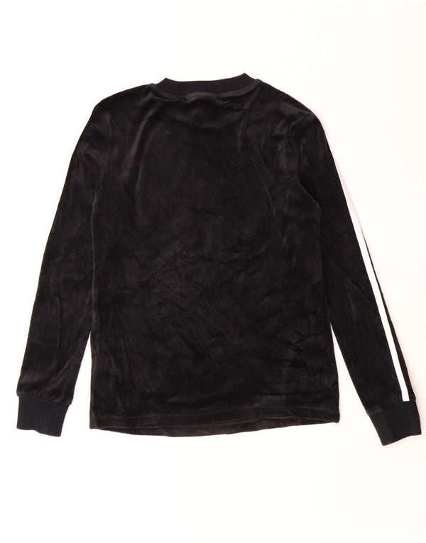 Adidas Mulher Velour Graphic Top Manga Longa UK 4 XS Algodão Preto