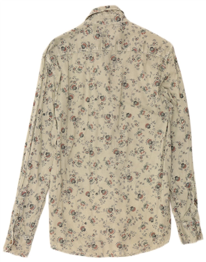 Camisa masculina Benetton cinza médio floral