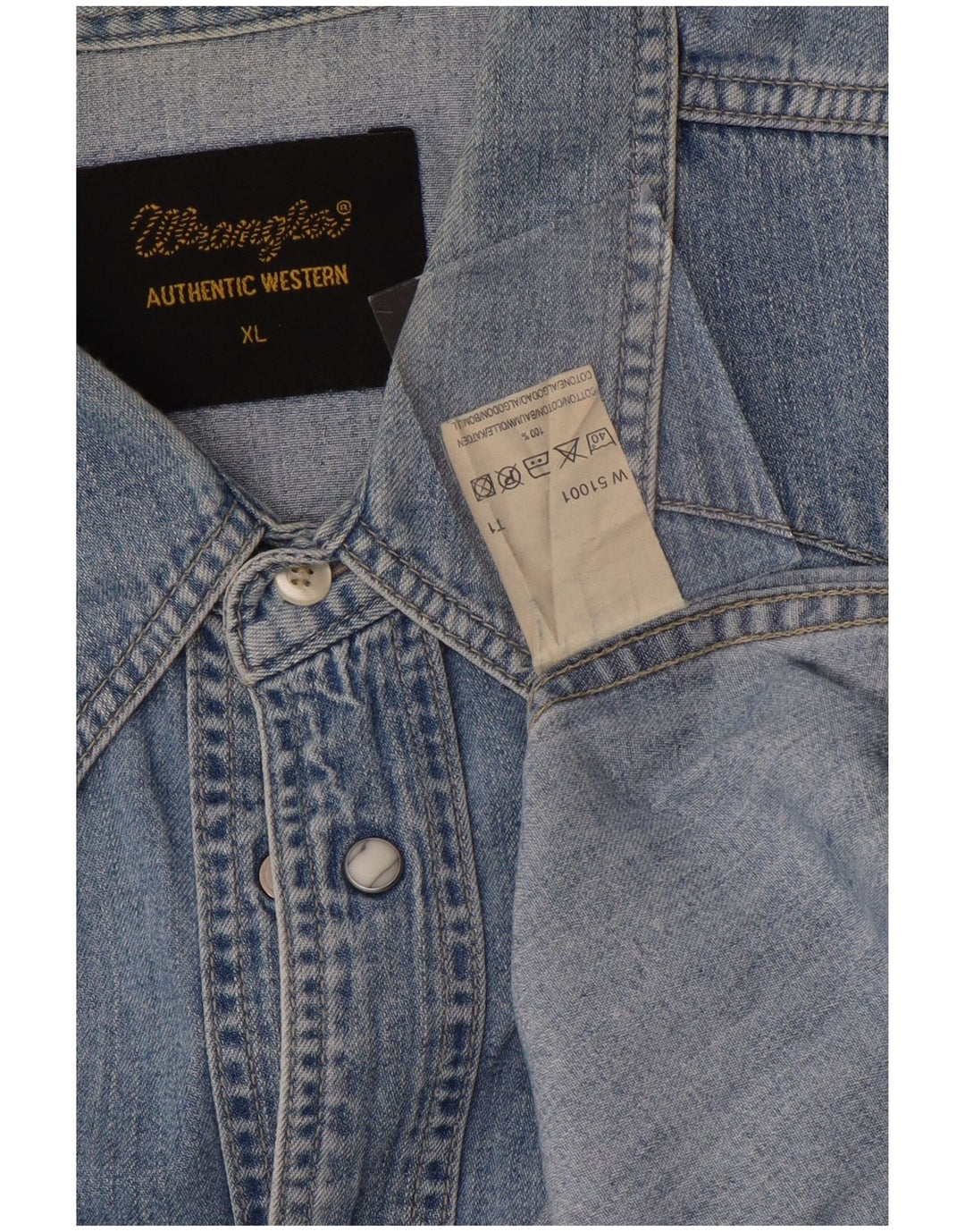 Camisa jeans masculina Wrangler XL azul algodão ocidental