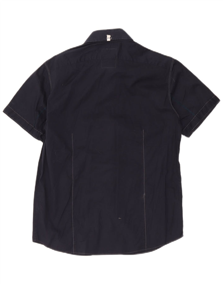 Camisa masculina de manga curta G-Star grande algodão azul marinho